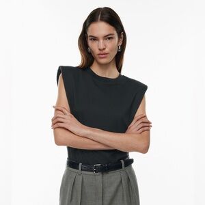 Babaton Shoulder Pad Tank / Muscle Tee - Black